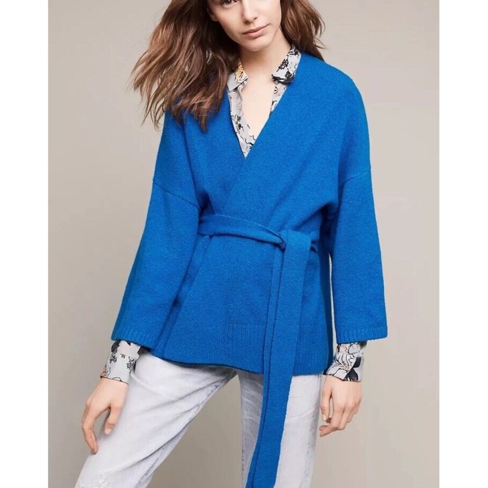 Anthropologie‎ Sleeping On Snow Sweater Women's M Cardigan Kimono Blue